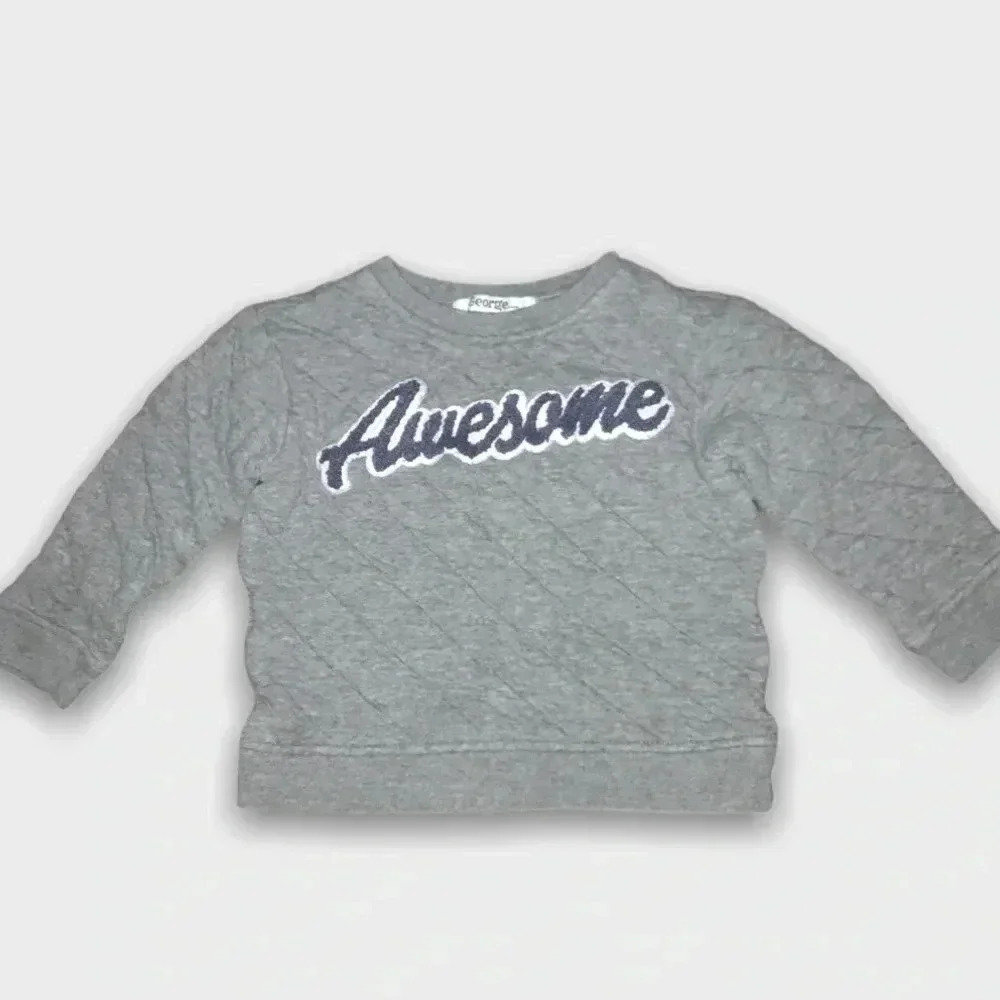 2/$15🥳 Light Gray Awesome Print  Crew Neck